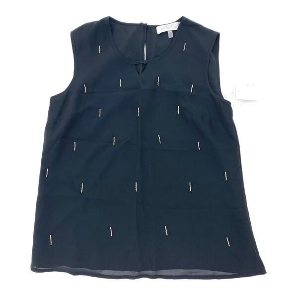 Kasper Black Embellished Beads Sleeveless Tank Lightweight Blouse XS NEW - Picture 1 of 4